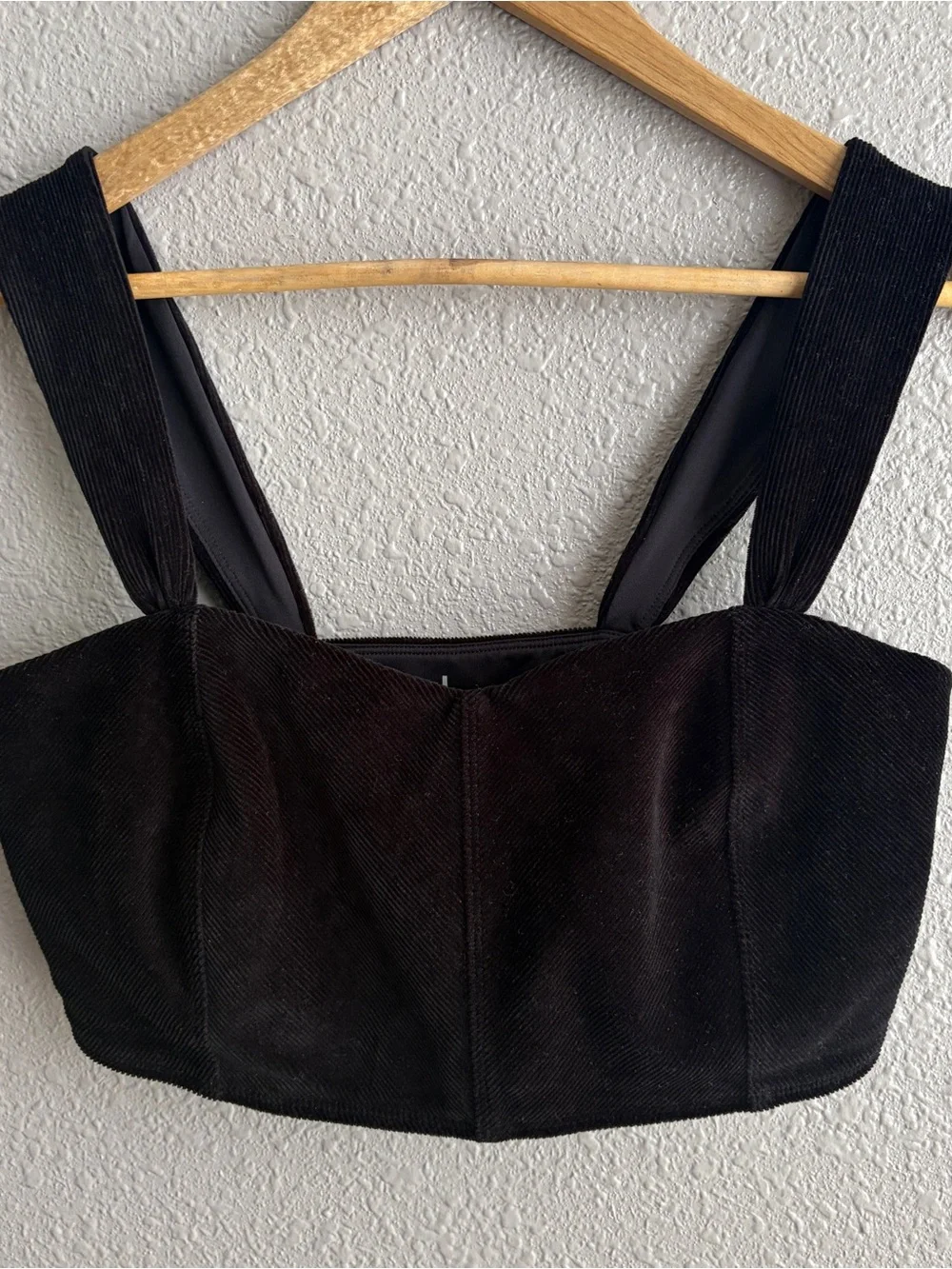 Alo Yoga Black Micro Corduroy Winter Break Bra